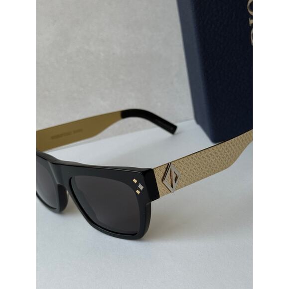 NEW Dior CD Diamond S8I Square Sunglasses in Black Gold $750